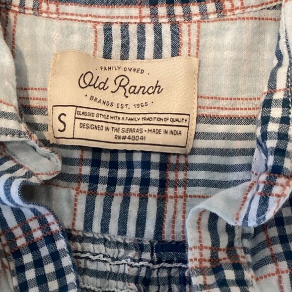 Old Ranch Cotton Plaid Smock Accent Sleeveless Button-Down Top Sz S #278G - Picture 7 of 9
